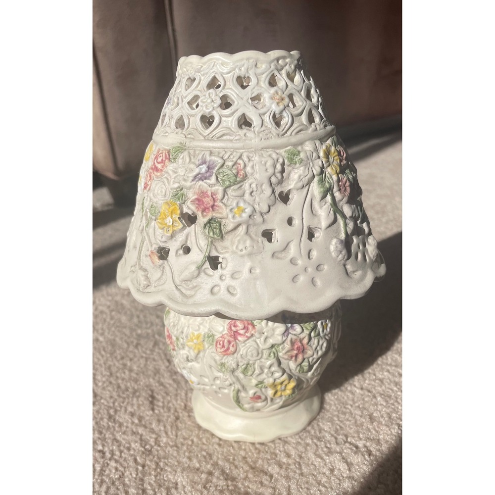 Pacific Rim Ceramic Floral Votive Candle Holder/ Fairylamp Cotagecore